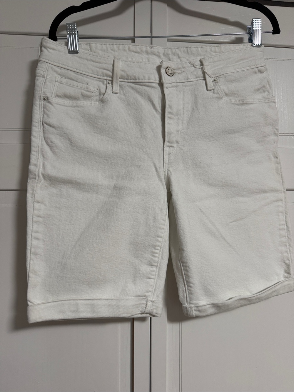 Levis All White Casual Cuffed Denim Shorts